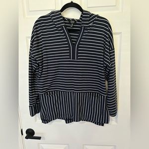 EUC Jones New York Blue and White Striped Hoodie. Size M